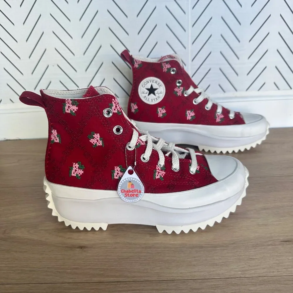 ✨Converse Run Star Hike Hi 7.5 Womens shoes Cross Stitch Roses Sneakers A14885C - Picture 12 of 12